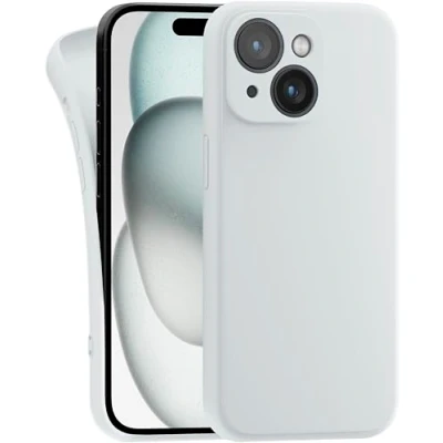 Abbildung von MyGadget Hülle Kompatibel mit iPhone 15 robuste Silikon Schutzhülle TPU Case Slim Silikonhülle Back Cover Kratzfest Handyhülle Matt Weiß