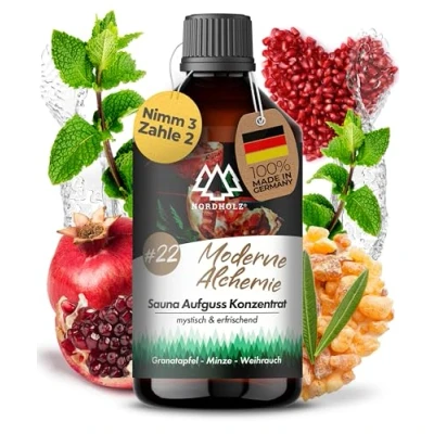 Abbildung von NORDHOLZ® Saunaaufguss [54 Sorten 15ml, 100ml, 250ml] Sauna Aufgussmittel für intensive &amp; erholsame Zubehör (#22 Moderne Alchemie, 250ml)