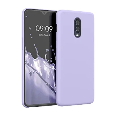 Abbildung von kwmobile Hülle kompatibel mit OnePlus 6T Silikon Handy Case Handyhülle weiche Oberfläche kabelloses Laden Pastell Lavendel