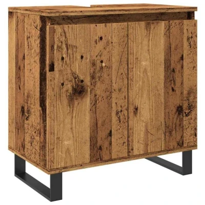 Abbildung von vidaXL Badezimmer Set Badschrank Altholz Optik 58x33x60 cm Holzwerkstoff, (1 St)