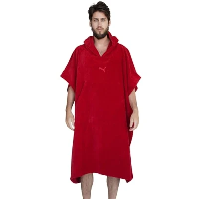 Abbildung von PUMA Badeponcho Damen und Herren Unisex Bademantel Badetuch mit Kapuze crimson Gr. L/XL
