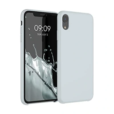 Abbildung von kwmobile Hülle kompatibel mit Apple iPhone XR Silikon Handy Case Handyhülle weiche Oberfläche kabelloses Laden Hellgrau matt