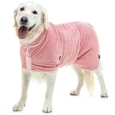 Abbildung von Lucky Paws® Hundebademantel doppellagiger, Ultra absorbierender &amp; luxuriös weicher Bademantel Hund Hunde in Minuten trocknen Hundehandtuch 1 (XXXL, Staubrosa)