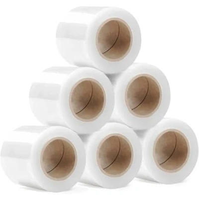 Abbildung von RAGO® Stretchfolie Set 6 Stück Mini Rollen 130m 6x210g I Transparent Folie für möbel Stretch Palettenfolie Handfolie Wickelfolie (23x21x8cm) Länge