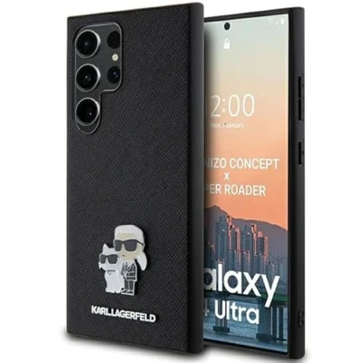 Abbildung von CG Mobile Karl Lagerfeld KLHCS24SPSAKCMPK Hülle Für S24 S921 hardcase Schwarz Saffiano &amp; Choupette Metal Pin