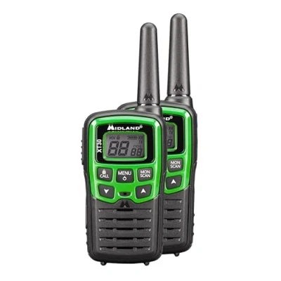 Abbildung von Midland XT30 PMR Funkgerät für Einsteiger mit Akku und Ladekabel, C1177, Walkie Talkie hervorragender Sprachqualität, Farbe: grün