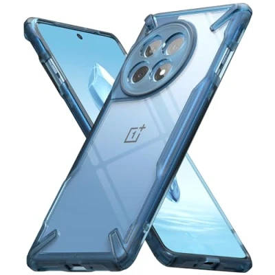 Abbildung von Ringke Fusion X Kompatibel mit OnePlus 12R Hülle [Fallschutz in Militärqualität] Anti Kratzt Rückseite Stoßstange Schutzhülle Handykette Löcher Space Blue
