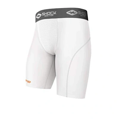 Abbildung von ShockDoctor Herren Tiefschutz Kompressions Short Tasche ohne Cup, White, L