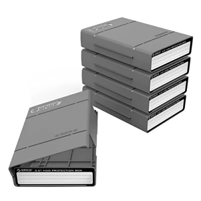 Abbildung von ORICO 5 Stück Festplattentasche Schutztasche,Aufbewahrungstasche für 3,5 Zoll Festplatten und SSD/HDD, Hard Case Erschütterungsfeste Schutzbox Kompatibel mit Western Digital WD Seagate Toshiba Intenso