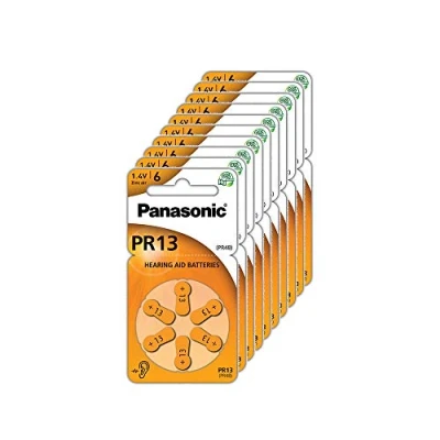 Abbildung von Panasonic PR13 Zink Luft Batterien für Hörgeräte, Typ 13, 1.4V, Hörgerätbatterien, 10 Packungen (60 Stück), orange