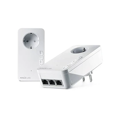 Abbildung von devolo 8549 LAN Powerline Adapter, Magic 2 triple Starter Kit bis 2.400 Mbit/s, 3x Gigabit Anschluss ideal für Gaming, Home Office, dLAN 2.0, weiß