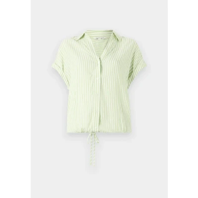 Abbildung von TOM Tailor Striped Shortsleeve Hemdbluse, Damen, Größe: 34, True green white