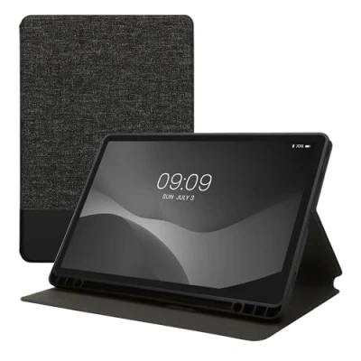 Abbildung von kwmobile Schutzhülle kompatibel mit Samsung s9 FE Hülle Slim Tablet Cover Case Ständer Dunkelgrau Schwarz