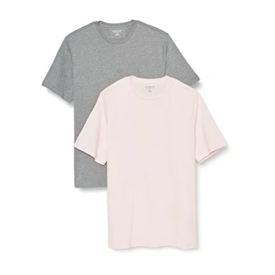 Abbildung von Amazon Essentials Herren Kurzärmeliges T Shirt mit Rundhalsausschnitt aus Baumwolle Regular Fit, 2er Pack, Blassrosa/Grau Meliert, XL