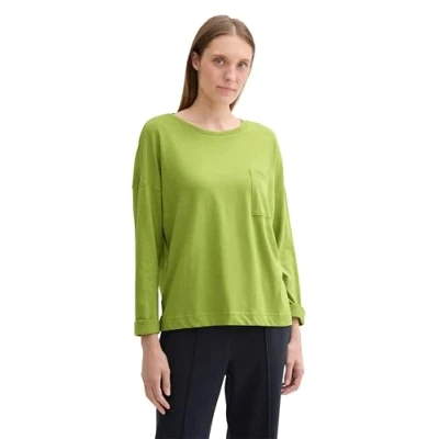 Abbildung von TOM Tailor Brusttasche Langarmshirt, Damen, Größe: Large, Pea green