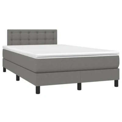 Abbildung von vidaXL Boxspringbett, Doppelbett mit Matratze Matratzenauflage, Bettgestell Kopfteil, Polsterbett Bett für Schlafzimmer, Dunkelgrau 120x200cm Stoff