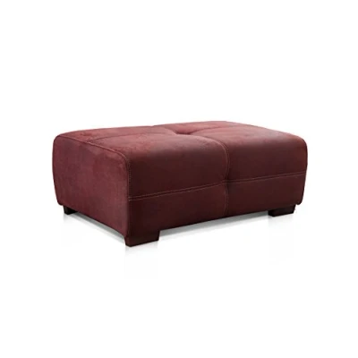 Abbildung von Cavadore Hocker Mavericco / Großer Sitzhocker in Lederoptik Industrial Style Passend zu Big Sofa und Ecksofa 108 x 71 41 cm (BxHXT) Mikrofaser Rot (Bordeaux)