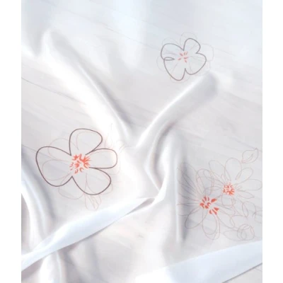 Abbildung von Voile Dekoschal Whitney Gardine weiß transparent Blumen Kräuselband Vorhang B/H ca. 140x245 cm #1298 (braun)