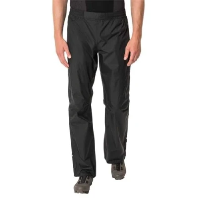 Abbildung von VAUDE Regenhose Herren Drop Pants lI, wasserdichte Outdoorhose für Fahrrad, leichte Überhose, atmungsaktive Fahrradhose schwarz, schnell überziehbar