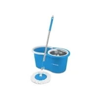 Abbildung von Esperanza Wischmopp Bodenwischer Wischmop Set Mopp Eimer 16cm Ø Teleskopstiel Mikrofaser, Schmutzwasserauslass unten &amp;extra großer mit 360 Drehung
