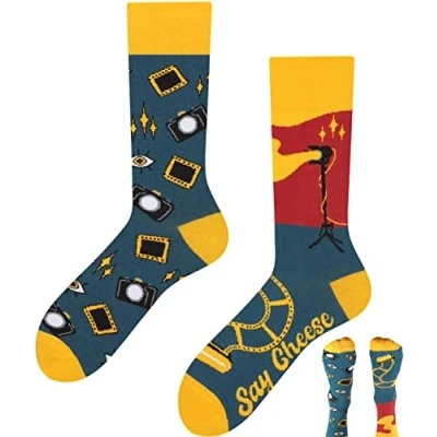 Abbildung von TODO Lustige Socken Herren und Damen, Coole mit Motiv Bunte, Mehrfarbige, Verrückte (39 42, Kamera)