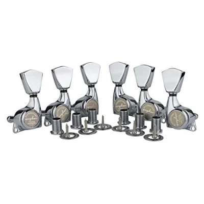 Abbildung von Guyker 6Pcs Guitar Locking Tuners (3L + 3R Handed) 1:21 Lock String Sealed Tuning Key Pegs Machine Heads with Keystone Knob Replacement for LP, SG, TL Style Electric or Acoustic Guitars Chrome
