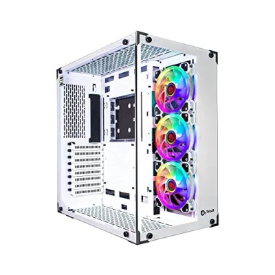 Abbildung von Talius Cronos Frost ATX Gaming Box, gehärtetes Glas, Lüfter Iris ARGB (in DREI Farben erhältlich) (Weiß)