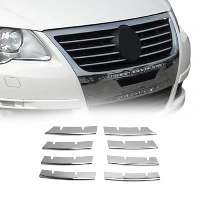 Abbildung von OMAC Kühlergrill Leisten Grillleisten kompatibel mit VW Passat 2005 2010 Edelstahl Silber 8tlg