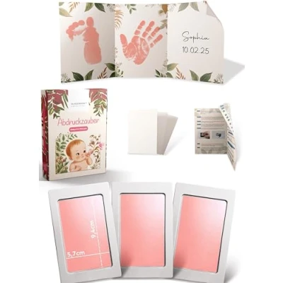 Abbildung von Wunderwerk Abdruckzauber Abdruckset für Babys Rosa Handabdruck Set Baby Zubehör Geschenk zur Geburt Frische Eltern, Neugeborene Mädchen