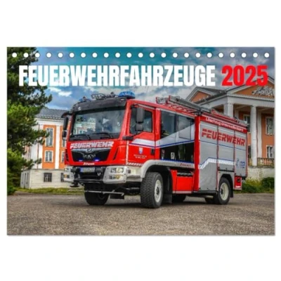 Abbildung von Feuerwehrfahrzeuge (Tischkalender 2025 DIN A5 quer), CALVENDO Monatskalender