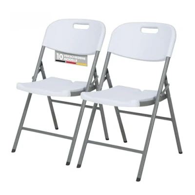 Abbildung von Floordirekt Gartentisch Klappbar Kunststoff Buffettisch mit Tragegriff Klapptisch für Garten Terrasse und Balkon Campingtisch 6 Personen (Stuhl Set)