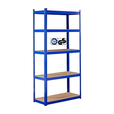 Abbildung von Arebos Schwerlastregal 180 x 90 40 cm 875kg Tragkraft 0,63 mm 5 MDF Platten Einfache Montage durch Stecksystem Regal Lagerregal Kellerregal Steckregal Werkstattregal Blau