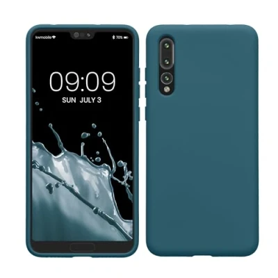 Abbildung von kwmobile Hülle kompatibel mit Huawei P20 Pro weiches TPU Silikon Case Cover geeignet für kabelloses Laden Petrol matt
