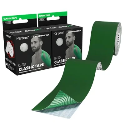 Abbildung von Kintex 2 Rollen Kinesiologie Tape Classic, 5 cm x m, hautfreundliches &amp; wasserfestes Tape, Physio Medizinisches (Grün)