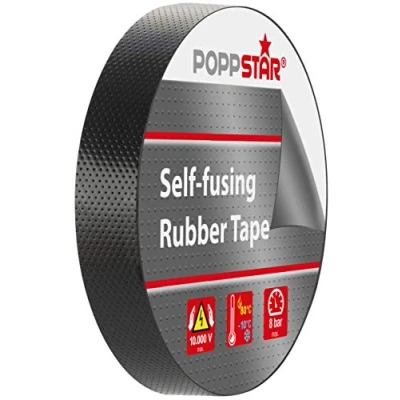 Abbildung von POPPSTAR 1x selbstverschweißendes Universal Isolierband und Dichtungsband, LxBxH 10m x 19mm 0,76mm, schwarz