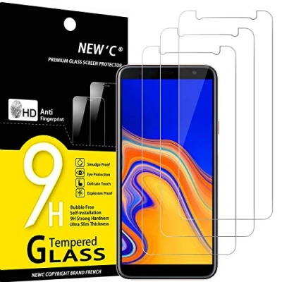 Abbildung von NEW&#039;C 3 Stück, Panzer Schutz Glas für Samsung Galaxy J4 Plus (SM J415F), Frei von Kratzern, 9H Härte, HD Displayschutzfolie, 0.33mm Ultra klar, Ultrabeständig