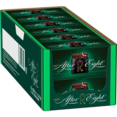 Abbildung von NESTLÉ AFTER EIGHT, hauchdünne Schokoladen Täfelchen aus dunkler Schokolade mit Pfefferminz Cremefüllung für Genießer, 12er Pack (12x200g)