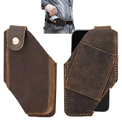 Abbildung von Echtleder Telefonhülle, Gürtel Holster Taillentasche für Männer, Retro Outdoor Handyhülle Schutztasche mit Gürtelschlaufe, Kompatibel iPhone 7 P/ 8 Plus/ XS Max/ 11 Pro 12 Max Brown L