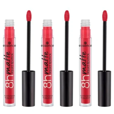 Abbildung von essence 8h matte liquid lipstick, Nr. 07, Rot, langanhaltend, mattierend, schnelltrocknend, matt, vegan, wasserfest, ölfrei, ohne Konservierungsstoffe, 3er Pack (3x2.5ml)