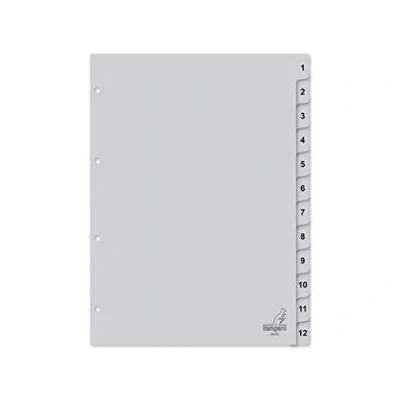 Abbildung von Register Kangaro A4 Ziffer PP 120 micron 4r. 12tlg grau