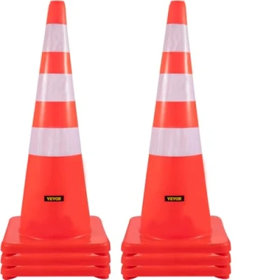 Abbildung von VEVOR Sicherheitskegel, Verkehrskegel, 6 x 36 Zoll, orange, reflektierende Kragen, Straßenkegel