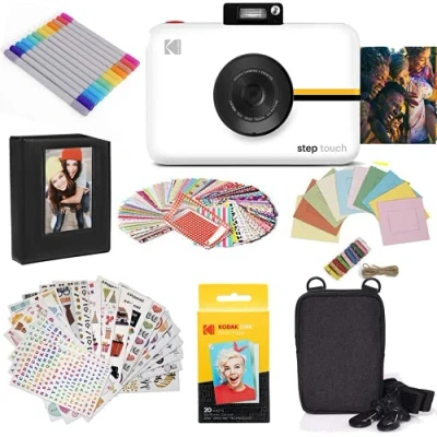 Abbildung von KODAK Step Touch 13MP Digitalkamera und Instant Drucker mit 3.5 LCD Touchscreen Display, 1080p HD Video (Weiß) Geschenkpaket, AMZRODITC20K1W