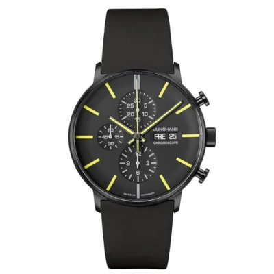Abbildung von Junghans 27/4473.02 Herrenuhr Form A Chronoscope Schwarz/Gelb