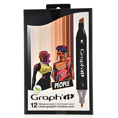 Abbildung von Graph&#039;it Marker auf Alkoholbasis, 12er Set, 2 Spitzen Skin colors
