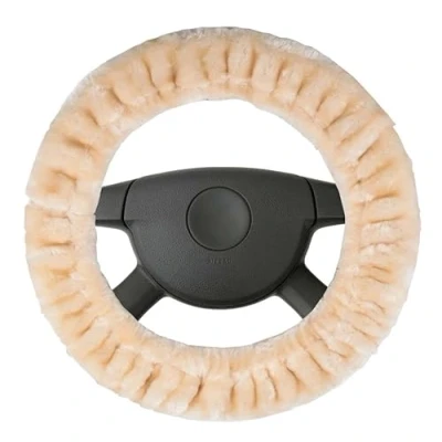 Abbildung von Walser Lenkradbezug Teddy Plüsch, Lenkradhülle Kunstfell, Plüsch Lenkradabdeckung, Lenkradschoner Lammfell Optik vegan beige
