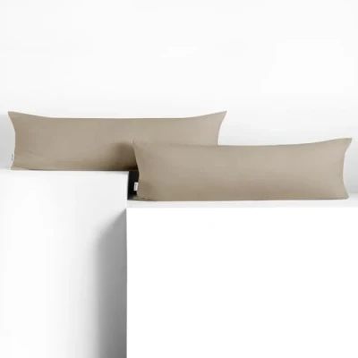 Abbildung von DecoKing 2 Kissenbezüge 20x120 cm Jersey Baumwolle Reißverschluss Cappuccino Amber