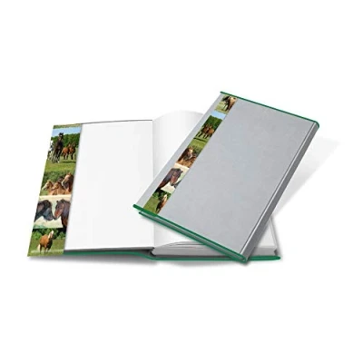 Abbildung von HERMA 21265 Buchumschlag 26,5 x 54 cm HERMÄX Design Pferd, Buchhülle mit Beschriftungsetikett &amp; Kantenschutz aus abwischbarer Polypropylen Folie, Buchschoner für Schulbücher, transparent