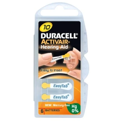 Abbildung von Duracell Größe 10, quecksilberfreie Hörgerätebatterie 60 Batterien