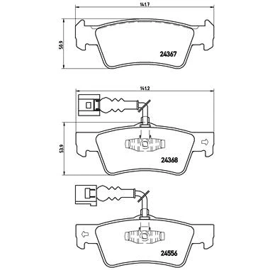 Abbildung von BREMBO P 85 068 Bremsbelagsatz PRIME LINE Ring inkl. Verschleißwarnkontakt mit Kolbenclip ohne Zubehör VOLKSWAGEN: Touareg I