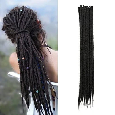 Abbildung von 20 Zoll Stränge/Pack Synthetische Dreadlocks Verlängerungen Dünne 0,6cm Gehäkelte Geflochtene Haare Weiche Dreads Einseitige Reggae Hip Hop Hippie Stil, Dunkelbraun